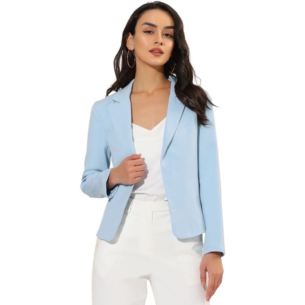 Allegra K Blue Tailored Blazer with Notched Lapel
